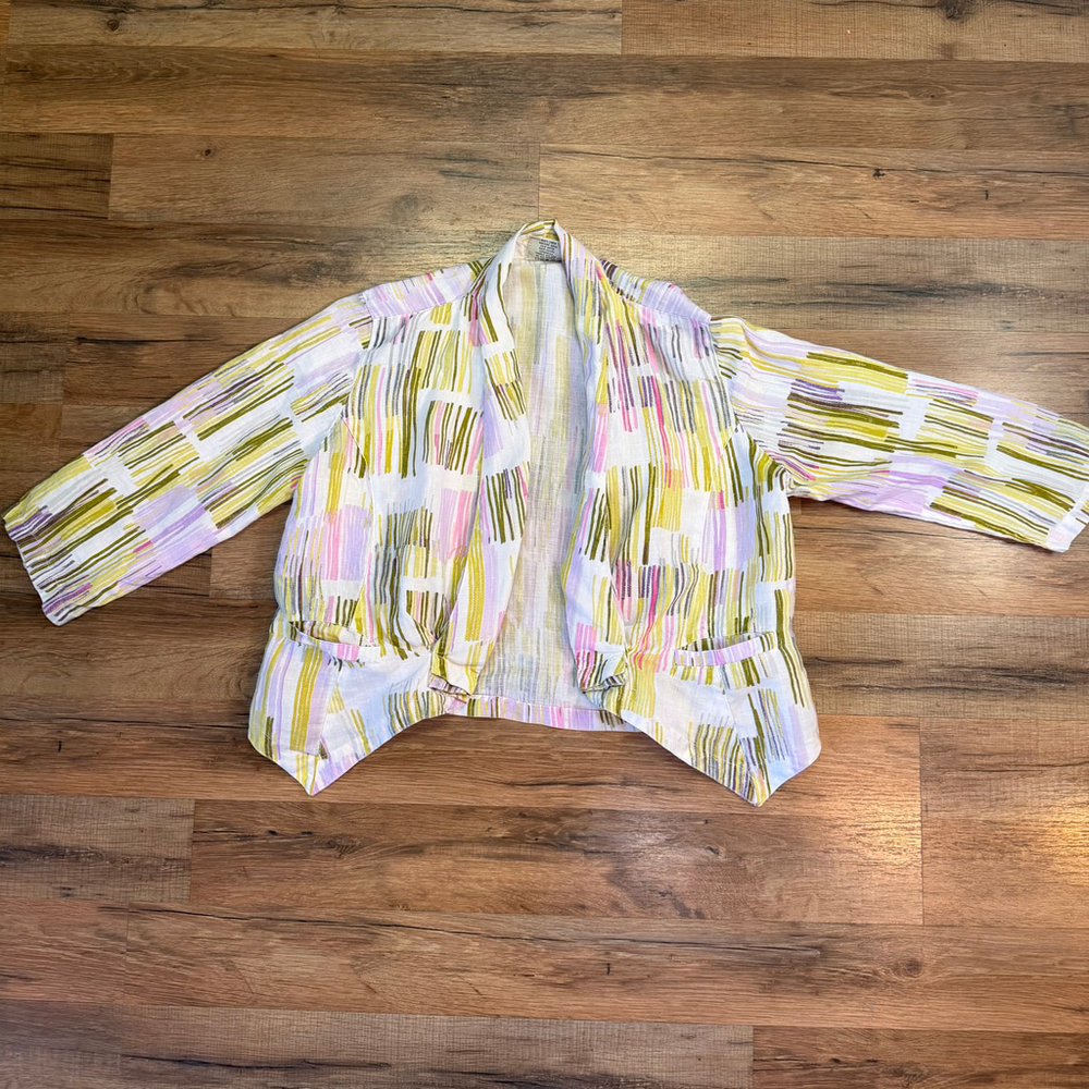 Vintage Striped Blazer Jacket‎ Click by Color Me Cotton 100% Linen Indie 90's